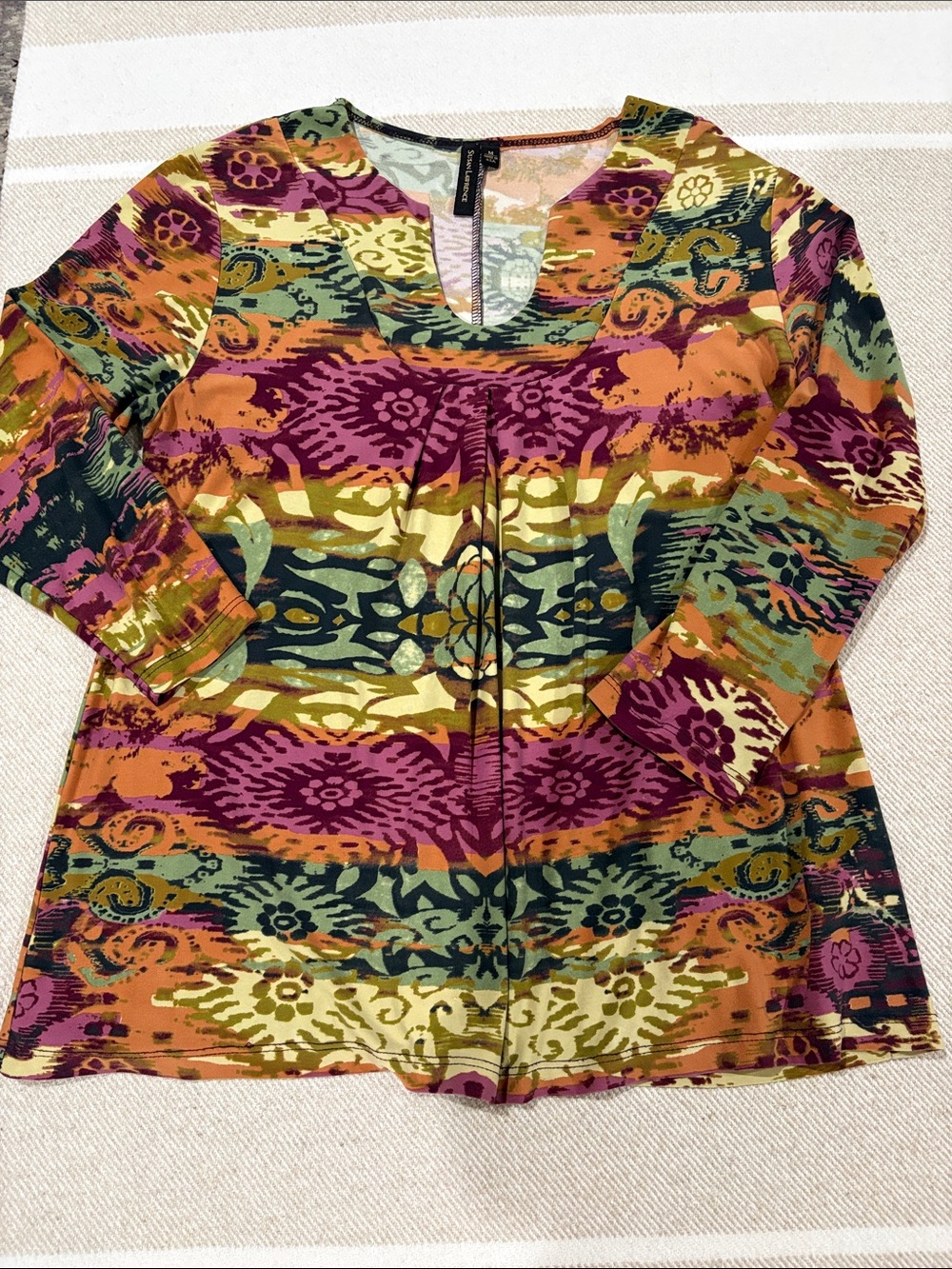 Susan Lawrence Sz Medium Women’s Multi-Color Printed Scoop Neck Top